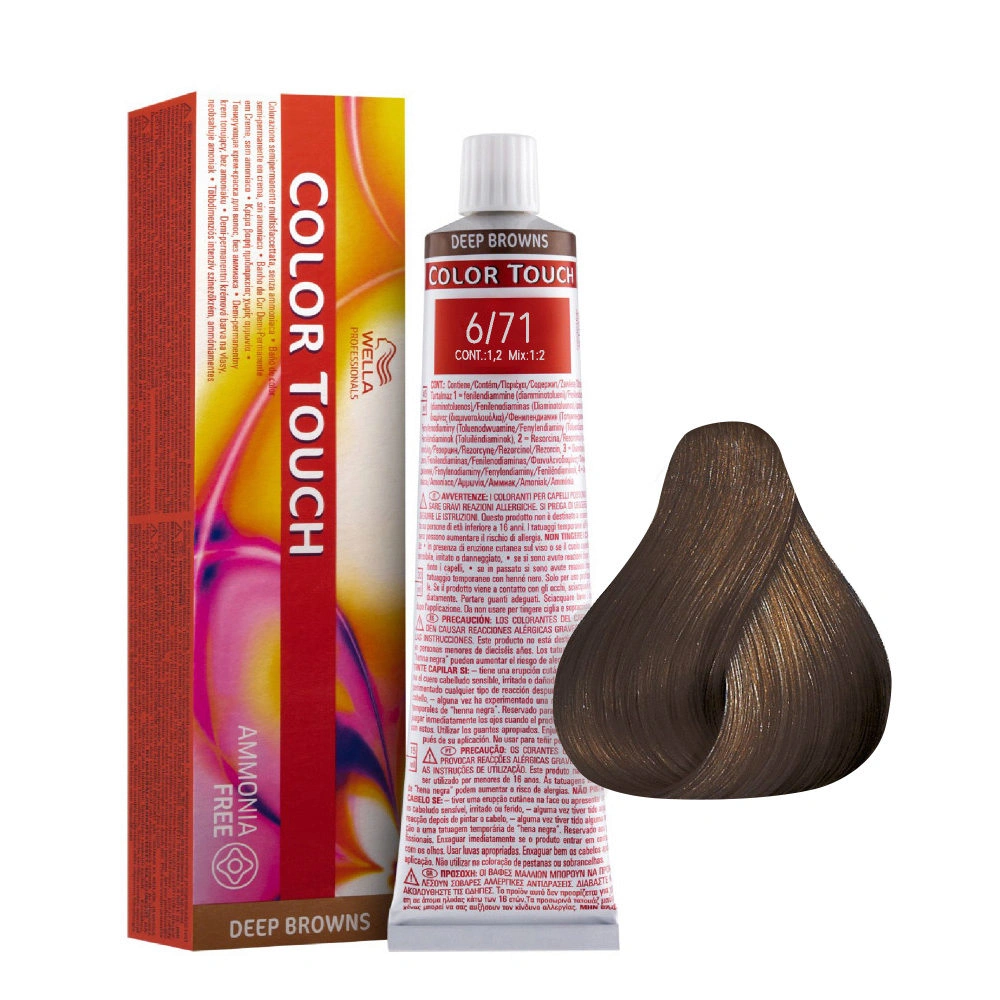 Wella Color Touch Hajszínező - 6/71 60ml Dark Blonde Brown Ash képe 1